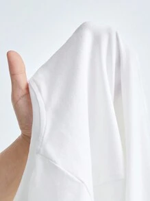 SHEIN Tween Boy Streetwear/Y2K Vintage Creative Metallic Flowing English Pattern Loose White Short-Sleeve T-Shirt, Suitable For Spring/Summer, Family Matching, Metal Letter Pattern - White - View 6