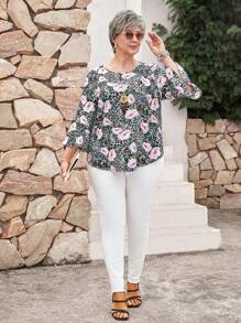 EMERY ROSE 大码春夏豹纹印花休闲日常简约风妈妈衬衫度假女装 - 彩色 - 查看 2