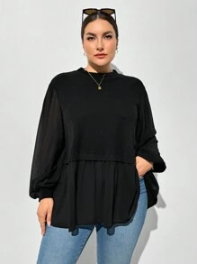 SHEIN Essnce Áo thun dài tay mùa thu cỡ lớn cho nữ, Áo tay dài đèn lồng màu đen, Áo len mùa thu cho nữ Áo đen Quần áo Halloween, Quần áo mùa thu cho nữ theo phong cách Goth, Áo cánh mùa thu Trang phục mùa thu Áo thun mùa thu Tay dài cho nữ Áo thun mùa thu cho nữ Áo thun dài tay cho nữ - màu đen - Xem 6