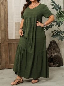 EMERY ROSE 早春大码女式绿色长裙 - 軍綠色 - 查看 5