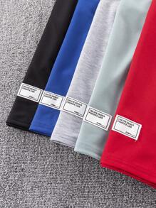 SHEIN Leap Crew 10 件/套青少年男孩休闲度假字母丝带圆领短袖 T 恤和短裤针织 2 件套服装，5 种款式各 1 种，适合学校、花园、海滩、生日派对、春夏秋冬 - 彩色 - 查看 4