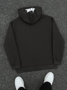 Manfinity Hypemode Men's Front Zipper Long Sleeve Pocket Printed Casual Hoodie Streetwear Zip Up