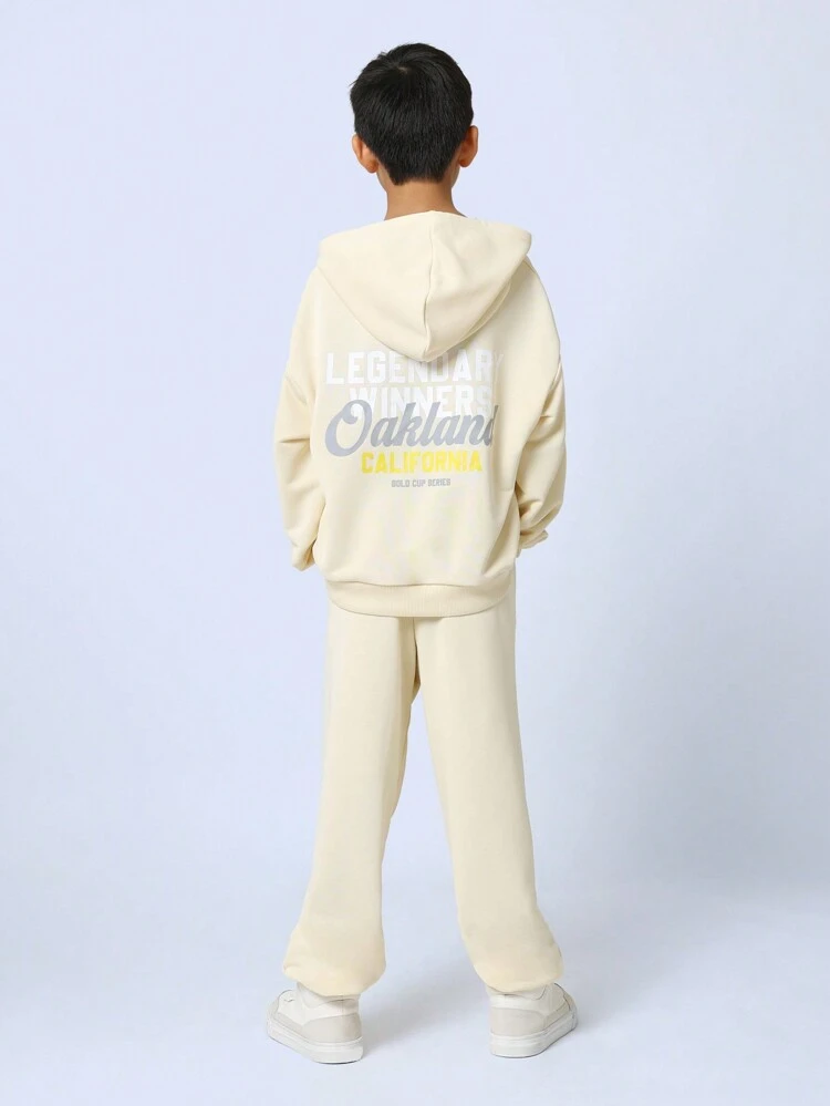 オークランドのテキストプリント入りフード付きスウェットシャツとジョガーパンツ