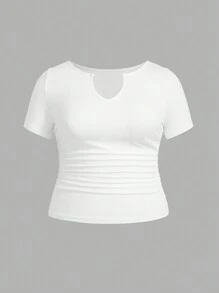 SHEIN EZwear Bộ 3 Áo thun tay ngắn cổ bẻ cỡ lớn màu đen, trắng, xanh lá cây - Nhiều màu - Xem 5