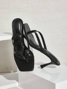 SHUZIA Giày cao gót đế vuông màu đen thoải mái cho nữ - màu đen - Xem 4