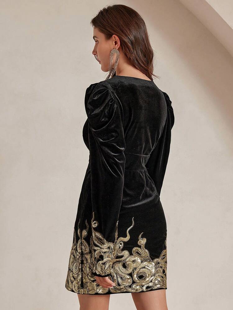 Women's Sexy Sequin Decoration Mini Dress, New Style