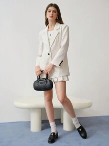 MOTF STUDIO 结构化单排扣西装外套 - 黑與白 - 查看 4