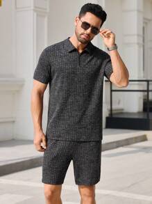 Manfinity VCAY 2 pezzi/set, completo casual da uomo con maniche a raglan e maniche corte, adatto per l'estate