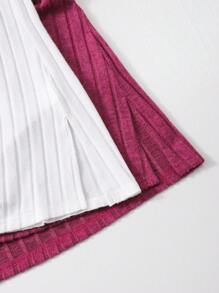 Teen Girl Casual Solid High Neck Ribbed T-Shirt, Winter Top - Multicolor - View 8