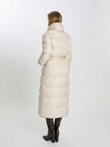 CLARA VERO 闪亮黑色长款女士冬季外套简约时尚日常休闲