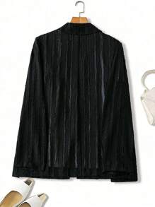 Flirla New Mature Textured Feel Long Sleeve Casual Loose Blazer Jacket For Women