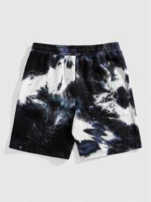 ROMWE MEN Street Life Quần short đơn giản buộc túi phía trước cho nam, mặc hàng ngày - Đen và trắng - Xem 2