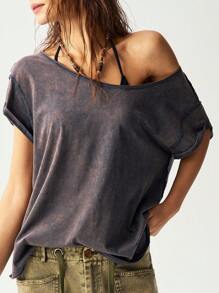 Bohemela Boho Casual Solid Color Knit Crew Neck Short Sleeve Loose T-Shirt For Women Western Wear Women Hippie Festival