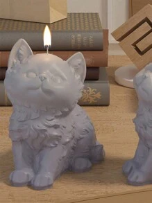 1 件动物猫硅胶模具，用于香薰石膏和蜡烛制作 - 可爱小猫设计蜡模材料，装饰工艺模具 - 無色 - 查看 3