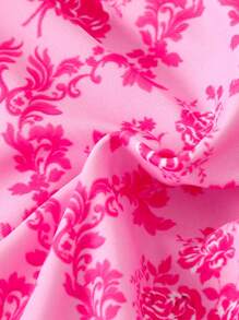 Swim Mod Random Print Women's Summer Holiday Beachwear Halter Neck Bikini Set - Pink - View 6