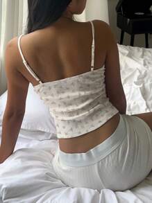 CovetEZ 1 件女士粉色碎花蕾丝吊带背心，适合春夏季 - 彩色 - 查看 2