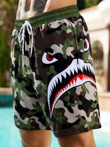 Manfinity Swimmode Pantalón corto casual de playa para hombres, minimalista y de moda para uso diario, hawaiano