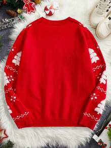 Manfinity VCAY Men's Christmas Tree Pattern Fleece Crew Neck Long Sleeve Sweater - Red - View 2