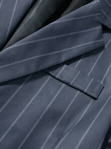 Calvornis Men's Flat Collar Long Sleeve Striped Minimalist Shirt & Pants Suit Set