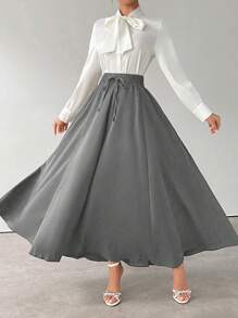 Modelyn Falda de mujer de color liso con cinturón, estilo vintage elegante, perfecta para trabajo, fiesta, boda, uso diario, graduación