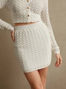 Anewsta Women Hollow Out Casual Mini Skirt, Suitable For Spring/Summer, Valentine's Day, Vacation - Apricot - View 1