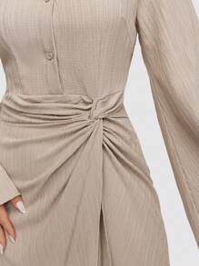 Veilorie 1pc Women's Ultra Long Solid Color Dress, Minimalist Fashion Casual Everyday Wear Modest - Grey - View 7