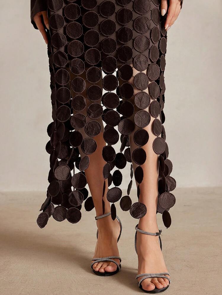 Sexy Slim-Fit High Waist Slash Shoulder Long Sleeve Drapey Hollow Out Tassel Mini Dress, European And American Style