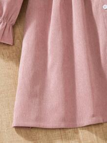 Tween Girl Flower Embroidery Ruffle Hem Dress - Pink - View 5