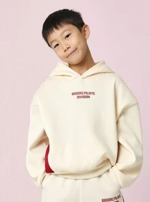 SUMWON Tween Boys Comfy Regular Fit Colour Block Overhead Hoodie And Jogger With Graphic Print 2 Piece Set