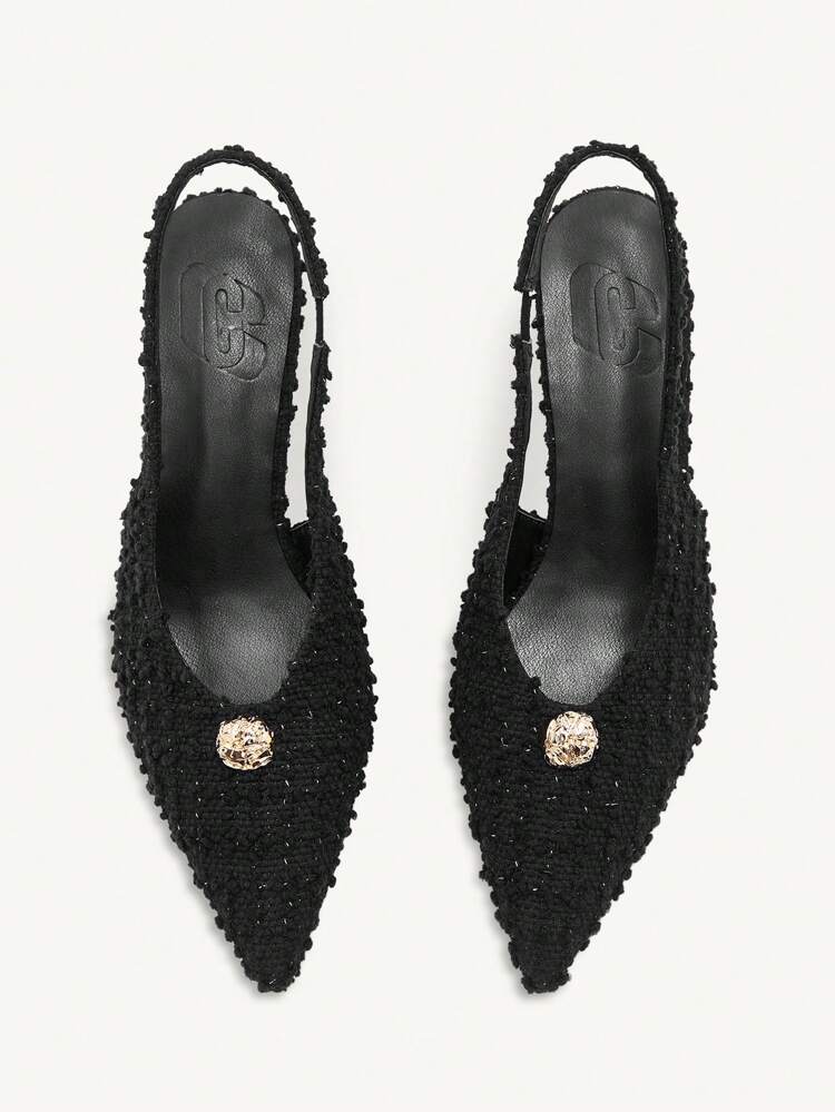 CUCCOO CHICEST Women's Pointed Toe Low Heel Elegant Commuter Thick Tweed High Heels, Spring Casual Wear, Commuter Graceful High-End Aesthetic Old Money Style, Suitable For Wedding Spring Shoes Spring Break Easter Prom Heels