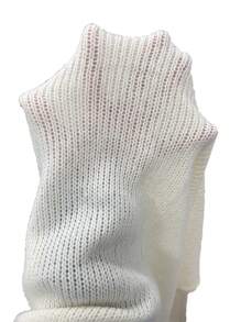 Chiquease 秋冬休闲圆领拼色条纹立领宽松针织毛衣 - 白色 - 查看 6