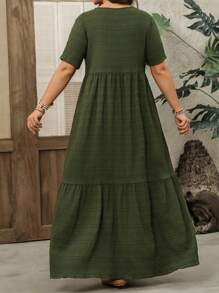 EMERY ROSE 早春大码女式绿色长裙 - 軍綠色 - 查看 2