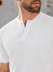 Manfinity VCAY Men's Patterned Knitted Slim Fit Casual Polo Shirt, Suitable For Daily Wear