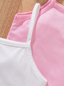 SHEIN 3pcs/Set Young Girl All-Match Versatile Fashion Spaghetti Strap Camisole, White, Pink, Black, Comfortable Casual Undershirt