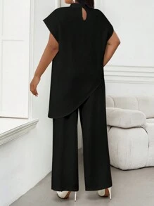 SHEIN Lady 四季两件套女装套装秋季两件套休闲优雅女式白色梭织立领优雅分层女式秋季套装新款女式两件套女式休闲大码套装情人节情人节衣服情人节情人节礼物节日女士服装情人节服装女装夏季女士服装夏季