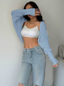 Lunelith SHEIN Lunessa Vielseitiger Lässig einfarbiger kurzer Bolero