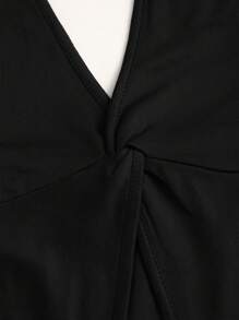 SHEIN Unity 简约纯色结饰吊带背心，性感时尚 - 黑色 - 查看 4