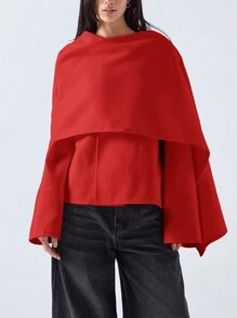 LYSMO 纯色斗篷外套斗篷大衣，休闲秋冬