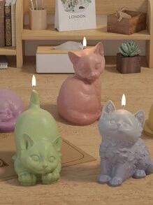 1 件动物猫硅胶模具，用于香薰石膏和蜡烛制作 - 可爱小猫设计蜡模材料，装饰工艺模具 - 無色 - 查看 8