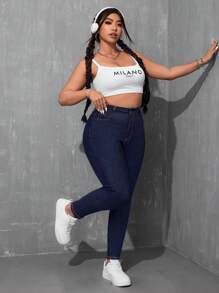 SHEIN EZwear Plus Size Casual Denim Jeans, Minimalist Fashion For Everyday Wear