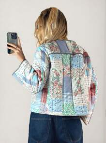 Forever 21 冬季新款圆领撞色民族风绗缝羽绒服 Y2K 女式外套 西式女装 - 彩色 - 查看 2