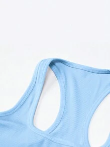 INAWLY 女式 Y2K 水钻字母印花修身短款背心 夏季图案 T 恤 女式上衣 - 淺藍色 - 查看 3