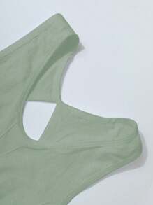 SHEIN Sports Casual Minimalist Solid Color Perforated Back Gym Sporty Tank Top - Multicolor - View 4