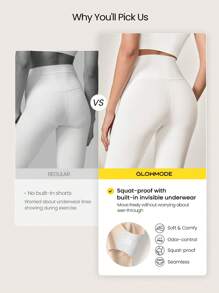 GLOWMODE 31" FeatherFit™ Flared Crossover Waist Leggings With Built-In Underwear Low Impact Yoga Pilates Daily - White - View 2
