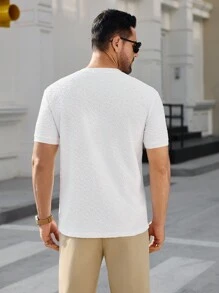 Manfinity VCAY Men's Patterned Knitted Slim Fit Casual Polo Shirt, Suitable For Daily Wear