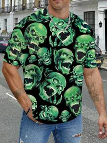 Manfinity Dauomo Men's Skull Graphic Round Neck Loose Fit Short Sleeve T-Shirt - Multicolor - View 1