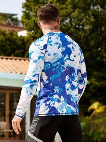 Manfinity Swimmode Camiseta casual de manga raglán de surf para hombre