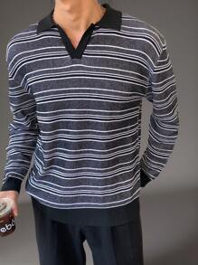 Manfinity CasualKnits Suéter de punto casual y sencillo de moda para uso diario - Blanco y Negro - Ver 1