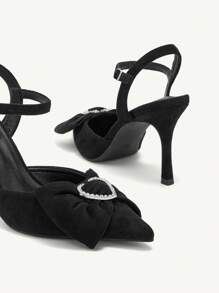 CUCCOO CHICEST Women's Pointed Toe Stiletto High Heels With Heart Buckle Detailing, Sexy Fashion Elegant Party Pumps Valentine's Day Valentines - Black - View 10