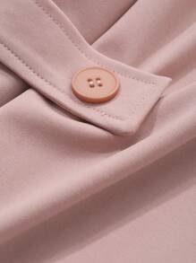 DAZY Solid Color Round Neck Loose T-Shirt Dress For Women, Mid-Length Sundress - Pink - View 7